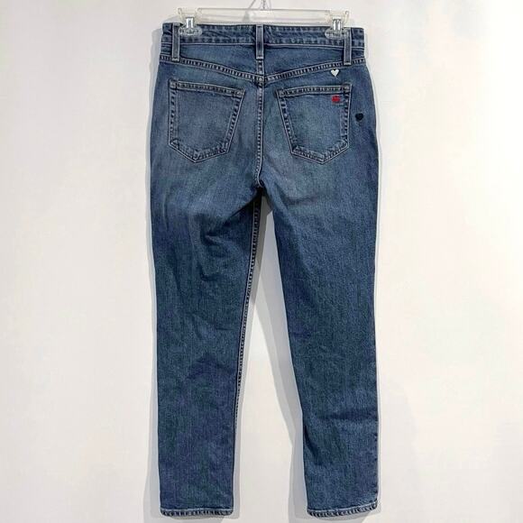 Sundry Jeans Size 24 Embroidered Hearts Seville Wash Button Fly Mid Rise Tapered - Picture 3 of 11